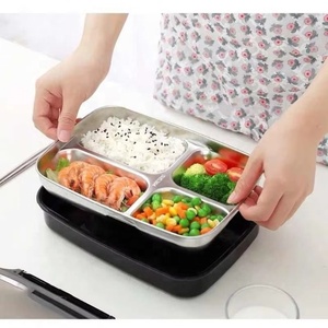 304 acier inoxydable boîte à lunch vaisselle étudiant <span class=keywords><strong>cantine</strong></span> enfants bébé isolation santé plaque - Product Image 3