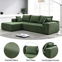 Maßgefertigtes Großhandels-3-Sitzer Konvertierbares Komprimiertes Sektional-Sofa-Set Schaumstoffgefüllt Stoffbezug Modern Grün mit Chaiselongue für Wohnzimmer
