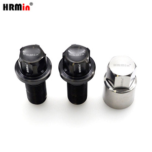Vis de roue en titane HRMin Black Anti-theft Gr5 Titanium Ball Seat Titanium Screw Wheel Hub Bolt Stud M14*1.5mm pour Mercedes-Benz - Product Image 5