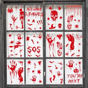 Adhesivos Decorativos para Ventanas de Halloween Merri Wish, Pegatinas de Huellas Sangrientas, Adhesivos Estáticos de Doble Cara para Puertas de Vidrio, Decoración para Fiestas - Product Image 1