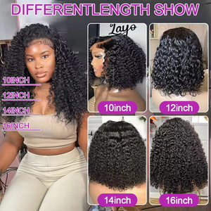 Parrucche 100% Capelli Umani Pronte all'Uso 13x4 Senza Colla Lace Front HD Frontale Bob Corto Riccio Kinky Deep Wave Water - Product Image 5