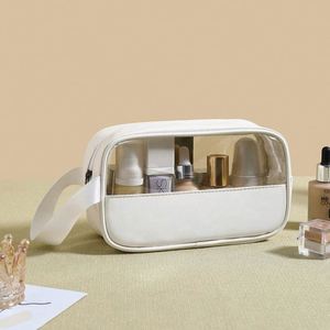 Échantillon gratuit, personnalisation personnalisée, logo, sac cosmétique transparent en PVC pour femmes, sac cosmétique en PU, grande capacité de rangement - Product Image 4