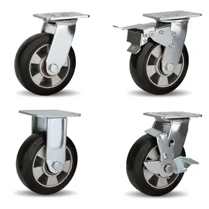 Trilho de freio giratório omni, freio de alumínio, elástico direcional, preto, de borracha, pneumático, industrial, rodas resistentes