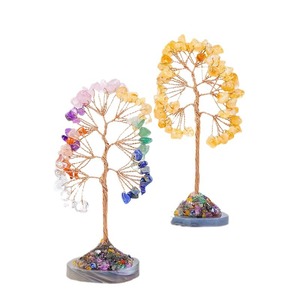 <b>Crystal</b> Tree Ornament With Natural Stone <b>Chips</b> Colorful Agate Base Home Desktop Decoration Gift - Product Image 5