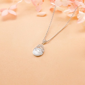 Collier pendentif chaîne à maillons en argent sterling plaqué rhodium tendance pour femmes, avec zircon, pour cadeau de mariage - Product Image 2