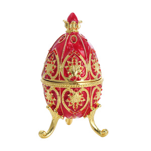 Huevo de <span class=keywords><strong>Faberg</strong></span>é Decorativo al por Mayor, Estilo Huevo de Pascua, Pintado a Mano, Esmaltado, con Bisagras, Regalo Único para la Familia, Almacenamiento de Metal - Product Image 6