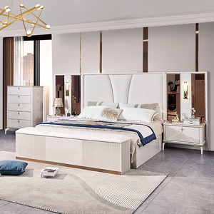 Juego de Muebles de Dormitorio King Size Baratos al por Mayor, Cama Doble Moderna de Lujo con Almacenamiento, Estructura de Madera Completa - Product Image 2