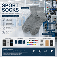 Chaussettes de sport personnalisées en coton mélangé, anti-humidité, avec logo personnalisé, emballage OEM pour le sport, la gym, la randonnée, le badminton.