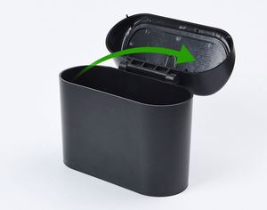 Cubo de Basura Cuadrado Negro de ABS para Coche, Contenedor Colgante para Desechos de Vehículo, Caja de Almacenamiento de Polvo con Tipo de Presión, Organizador Interior para Auto - Product Image 3