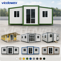 VICDOWEX Maison conteneur extensible à double aile avec 2 chambres, salle de bain et cuisine pour hébergement et bureau