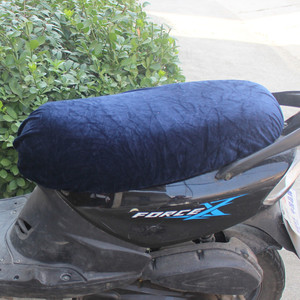 Housse de siège de Scooter en flanelle épaisse et pelucheuse, coussin d'hiver bleu pour protection du siège de moto et Scooter électrique - Product Image 1