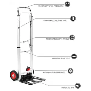 Uni-Silent 90Kg รถเข็นมือ,ดอลลี่อลูมิเนียมพับรถเข็นมือพร้อมล้อ6 ''FHT90