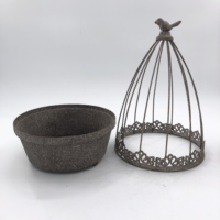 Jardinière en métal vieilli effet patiné, style cage à oiseaux, cloche en fil métallique de style français, pot de fleurs décoratif pour table, jardin floral