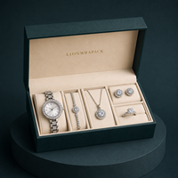 Coffret Cadeau Personnalisé LionwrapacK en PU pour Montres et Bijoux – Boîte à Rabat pour Montres de Couple, Bagues, Colliers et Bracelets