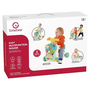 Trotteur 4-en-1 pour bébé avec roues et siège, table d'activités et poussette, jouet d'éveil pour tout-petit, centre d'apprentissage évolutif - Product Image 6
