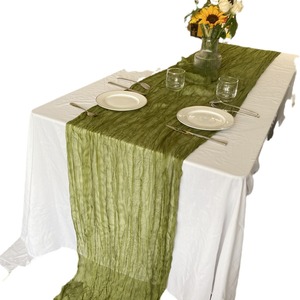 90*300CM Anpassbare Knittergaze-Tischdecke mit Einfarbigem Muster für Hochzeit, Geburtstag, Party und Feiern - Product Image 5