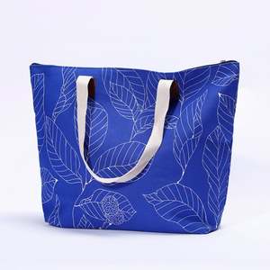 Wholesale Customized Logo Good Quality Durable Canvas <b>Tote</b> <b>Bag</b> with <b>Pocket</b> Vintage Zipper Closure Beach Handbags - Product Image 3