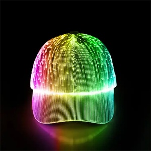 Customizable Wholesale Fiber Optic Fabric <b>Hat</b> USB Rechargeable Luminous Baseball Cap Glow at Night - Product Image 2