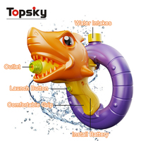 Pistolet à eau électrique à longue portée en forme de requin de dinosaure unisexe pour les loisirs d'été en plein air sur la plage et le sable pour les enfants