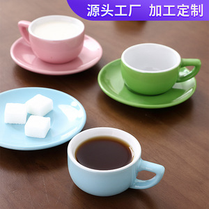 Ceramic Coffee <b>Cup</b> And Saucer <b>Set</b> Porcelain Round Cute Design For Afternoon Tea Home Use Pink Yellow Blue Green - Product Image 4