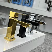 Robinet mitigeur de lavabo monotrou en alliage de zinc, finition or noir, pour eau froide, avec activation spirale, universel, vente en gros transfrontalière