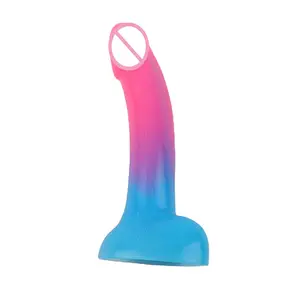 Consolador anal de mezcla de colores de densidad única con juguetes sexuales al mejor precio para niña