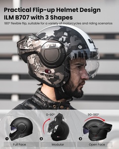 Nouveau <span class=keywords><strong>casque</strong></span> de <span class=keywords><strong>moto</strong></span> modulaire intégral vintage ILM en ABS pour adultes hommes, ATV, UTV, motoneige, avec mentonnière réversible à 180°, homologué DOT - Product Image 3