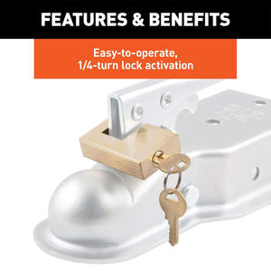 AMBITION Master Lock 605DAT <span class=keywords><strong>Manille</strong></span> 15/16 po de longueur x 7/16 po de largeur intérieure, 2 po de largeur du corps, serrure à coupleur en laiton massif - Product Image 3