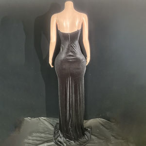 Novance Y4225 Nouveaux produits Idées Robes de soirée élégantes en velours noir avec strass brillants Train chic Robes de bal de fin d'année - Product Image 6