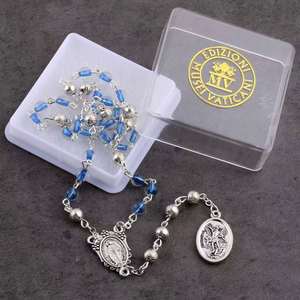 Mecrt Religious Jewelry Items Catholic Virgin Mary <b>Chain</b> Rosay Blue Glass Pearl Beads Rosario Women Necklaces with Box - Product Image 3