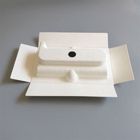 Insert de protection en pulpe biodégradable personnalisé pour produits électroniques, résistant aux chocs, emballage de batterie externe, plateau en pulpe blanche pressée à l'état humide