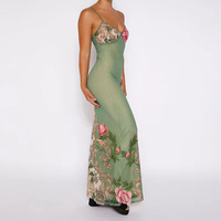 Sans manches imprimé fleuri robe à bretelles femmes mode col en v mince Maxi robes été Chic femme plage fête Club Robe