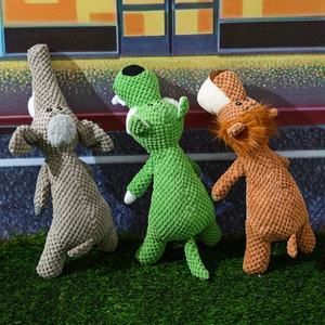 צעצוע כלבים עמיד במיוחד, רב מכר, צעצוע לעיסה מפרווה עם צפצפה, עמיד בפני נשיכות, בצורת זאב, אריה או פיל מצויר. - Product Image 1