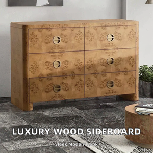 Designer Modern Style <strong>Pine</strong> Wood Luxury <strong>Sideboard</strong> Stainless Steel Handles Adjustable Storage Cabinet for Hotel Villa Living Room - Product Image 4