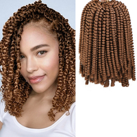 Vente en gros 12 pouces 20 Brins Printemps Twist Crochet Tresses Courtes Bouclés Synthétiques Extension de Cheveux Crépus Bouclés Tressage Cheveux