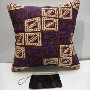 Handmade Geometric Embroidery Cushion Cover Square Bohemian Style <b>Wool</b> Acrylic Home Decor - Product Image 1