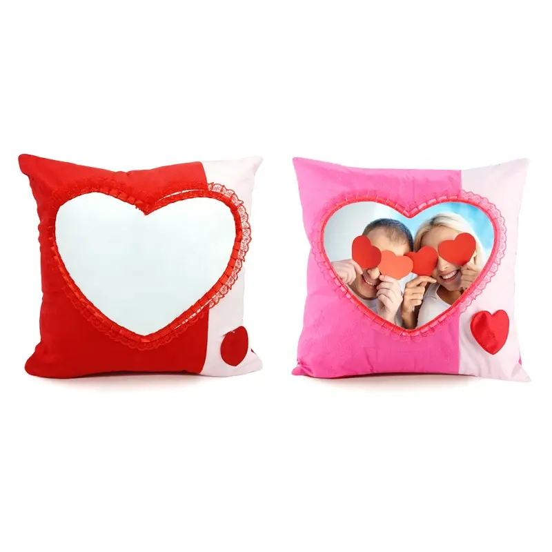 Cuscino personalizzato con stampa d'amore a forma di cuore cuscino corto in peluche con sublimazione in bianco