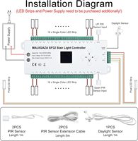 Contrôleur d'éclairage d'escalier à détecteur de mouvement LED 32 canaux Détection PIR Flux lumineux dynamique Éclairage automatique des marches