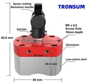 Elevador de imán permanente superfuerte personalizable, capacidad de 80-100KG, interruptor de encendido/apagado, patrón de anillo, imán de goma - Product Image 3