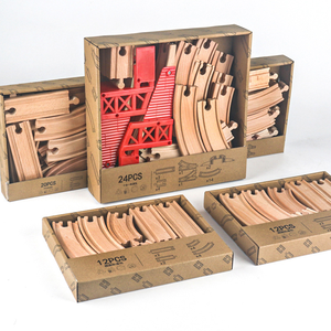 Set di trenini in legno con accessori per la tracciatura, pacchetto di espansione, giocattolo educativo assemblabile in legno per bambini - Product Image 2