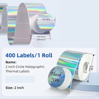 Étiquettes thermiques holographiques argentées circulaires de 2 pouces, imperméables, imprimables, autocollantes, pailletées arc-en-ciel, pour artisanat, emballage cadeau, nom