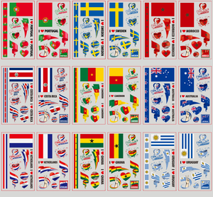 Tatouages temporaires de drapeaux nationaux de la Coupe du monde 2026, 32 équipes pour les fans de football, fête, événement sportif, imperméables, sans danger pour la peau, application rapide - Product Image 3