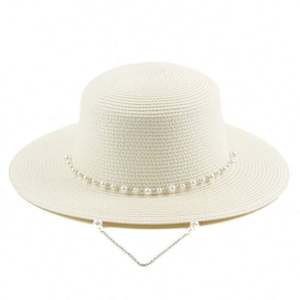Chapeaux de soleil en papier pour la plage, vente en gros, style décontracté, pour femmes, avec chaîne de perles, pour la pêche et les voyages - Product Image 6