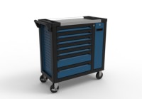 Chariot à outils professionnel pour atelier, armoire à outils roulante à 7 tiroirs avec dessus en acier inoxydable et porte latérale verrouillable