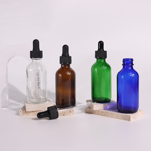 Flaconi Contagocce Ricaricabili in Vetro Boston da 60ml, 1oz, 4oz per Oli Essenziali, Siero Trasparente, Cosmetici con Contagocce Dorato - Product Image 5