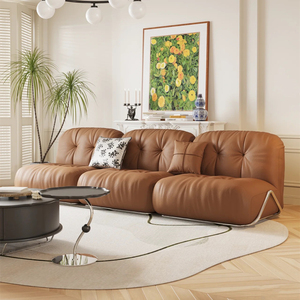 โซฟาหนังแบบโมดูลาร์ทันสมัย รูปทรงครึ่งวงกลม ลายศิลปะ บรรจุโฟม เฟอร์นิเจอร์ห้องนั่งเล่น - Product Image 2