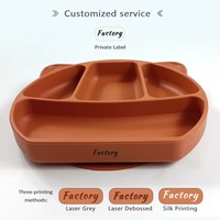 Assiettes à forte adhérence en silicone de qualité alimentaire, sans BPA, sans PVC, écologiques, avec compartiments, pour bébé, pour l'apprentissage de la diversification alimentaire