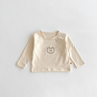 Vêtements pour bébés printemps-automne 0-5 ans, haut pour bébé, t-shirt en coton à manches longues, doux, respirant, lavable, vêtements mignons pour bébés