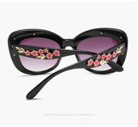 Lunettes de soleil œil-de-chat vintage en plastique floral dégradé unisexe avec protection UV400 – Confortables et tendance pour femme