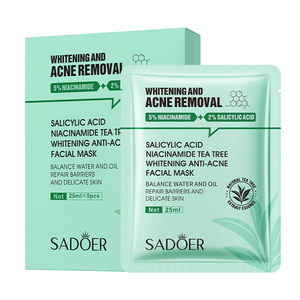 Masque facial en feuille SADOER à l'acide salicylique et à la niacinamide, blanchissant, réparateur, hydratant, doux, non irritant, soin de la peau pour tous les types de peau - Product Image 1